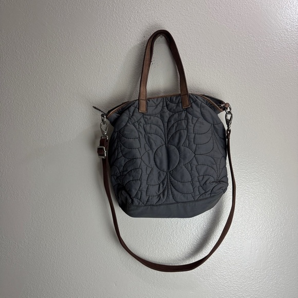 Fossil Key-Per Shoulder Bag Purse Quilted Flower Floral Leather Vintage - Picture 4 of 9